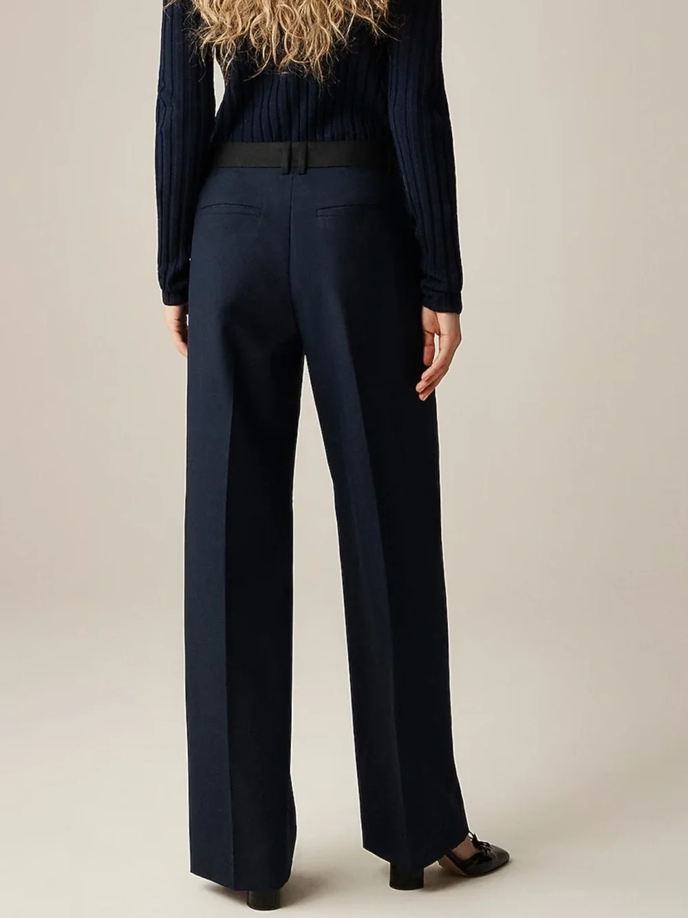 J crew navy Relaxed-fit pleated pant in wool blend